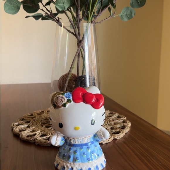 Hello Kitty Figurine Blue Sky 2025 Spring Blue Flower Dress Ceramic Collectible - Picture 1 of 7